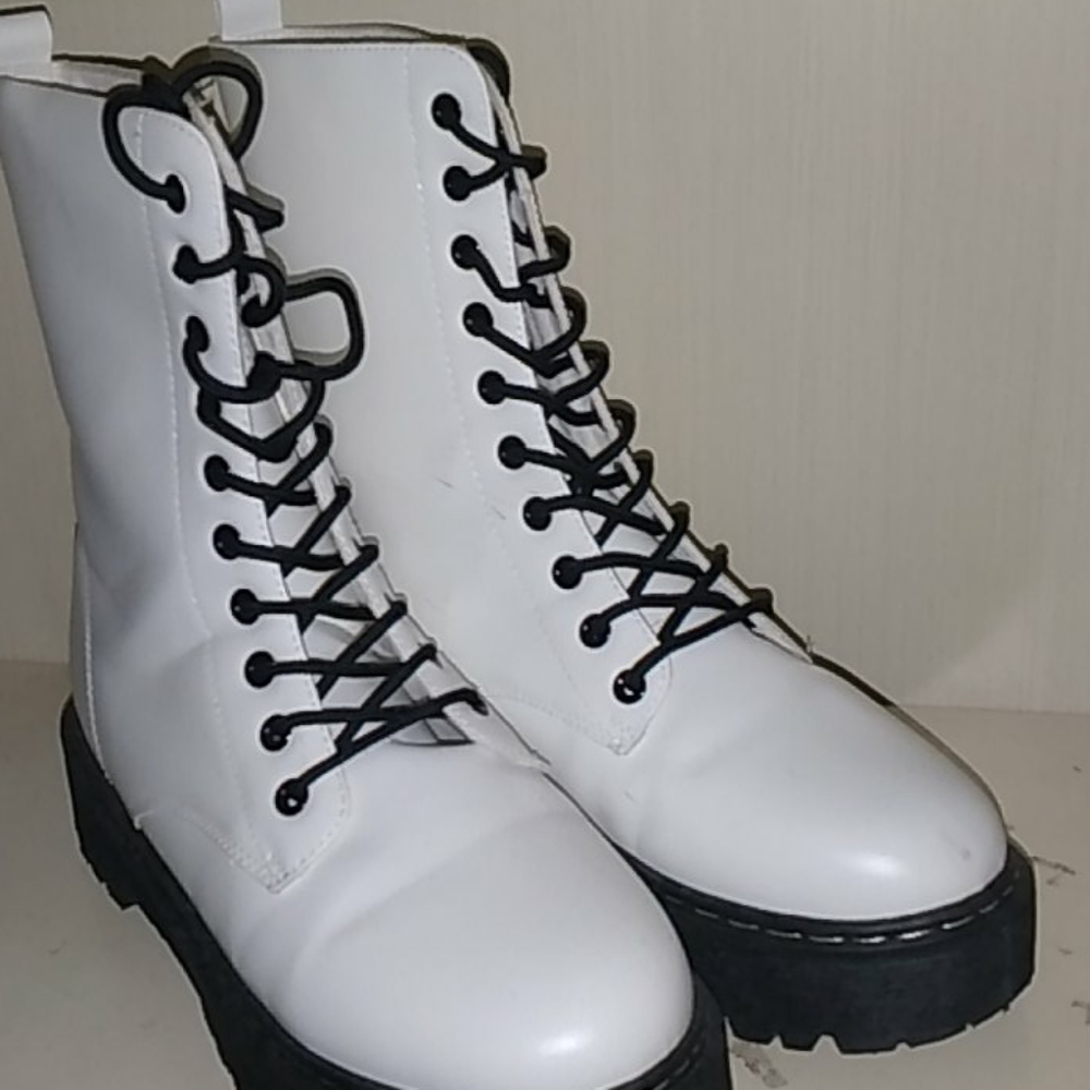 White Combat boots